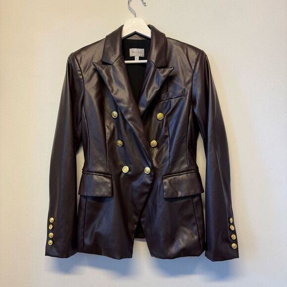 Milly  Inez Faux Leather Blazer - Picture 3 of 9